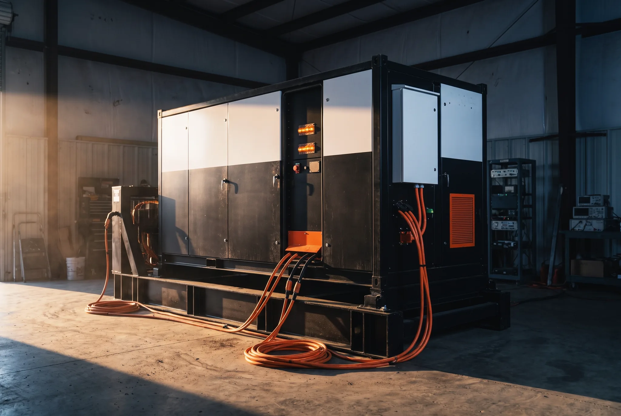 Finished unit on a test stand under instrumentation