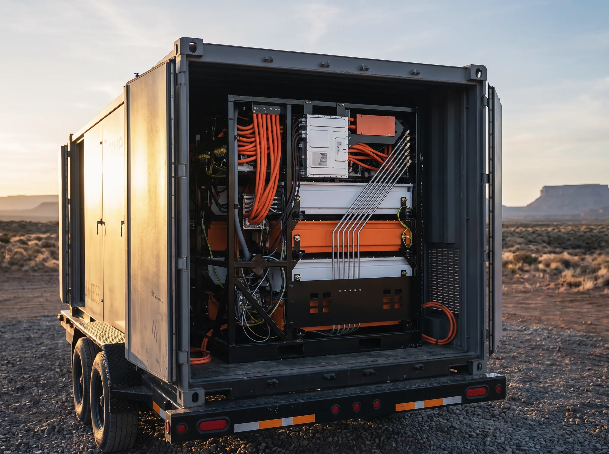 LTO battery pack with enclosure open showing module rows and BMS boards